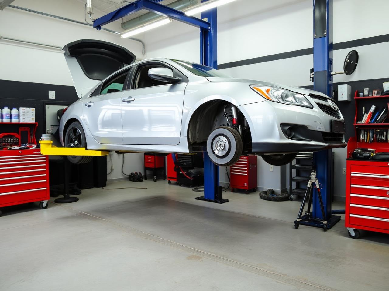 Car on lift in ED's garage